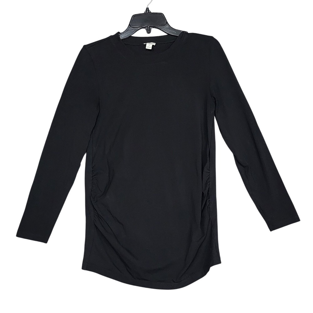 J.Crew Factory Maternity Side Ruched Long Sleeve Tee Shirt Black Size Small